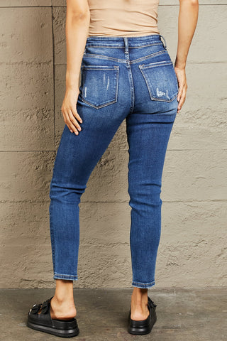 Shop BAYEAS Mid Rise Distressed Slim Jeans - High-Quality U.S. Made Women’s Fashion with Free & Fast Shipping