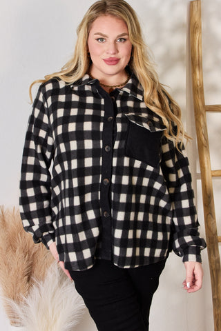 Shop Hailey & Co Full Size Plaid Button Up Jacket - High-Quality U.S. Made Women’s Fashion with Free & Fast Shipping