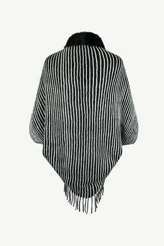 Shop Striped Open Front Fringe Poncho - High-Quality U.S. Made Women’s Fashion with Free Fast Shipping