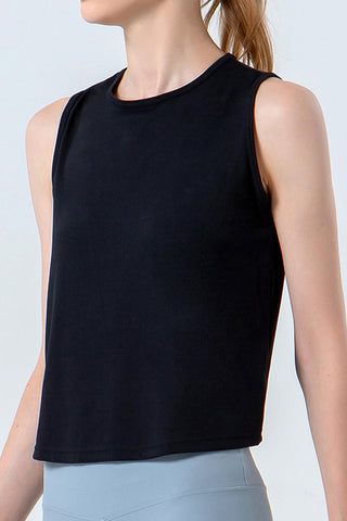 Shop Black Round Neck Active Tank - High-Quality U.S. Made Women’s Fashion with Free & Fast Shipping