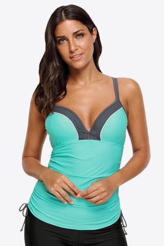 Shop Aqua Contrast Sweetheart Neck Swim Cami - High-Quality U.S. Made Women’s Fashion with Free & Fast Shipping