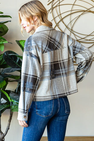 Shop Reborn J Plaid Button Up Long Sleeve Shacket - High-Quality U.S. Made Women’s Fashion with Free & Fast Shipping