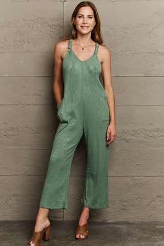 Shop HEYSON Don't Get It Twisted Full Size Rib Knit Jumpsuit - High-Quality U.S. Made Women’s Fashion with Free & Fast Shipping