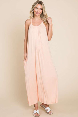 Shop Pink Clay Culture Code Full Size Tie Back Maxi Cami Dress - High-Quality U.S. Made Women’s Fashion with Free & Fast Shipping