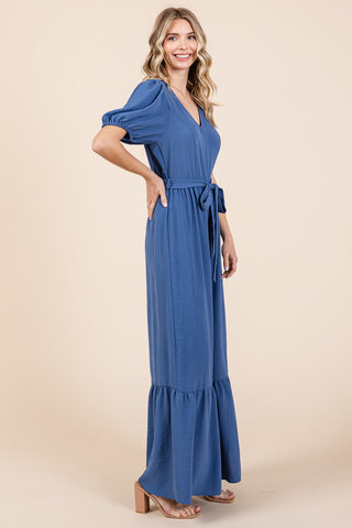 Shop GeeGee Full Size V-Neck Belted Wide Leg Jumpsuit - High-Quality U.S. Made Women’s Fashion with Free & Fast Shipping