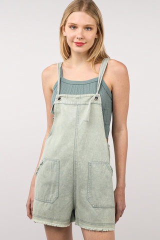 Shop Sage VERY J Washed Frayed Hem Denim Overall - High-Quality U.S. Made Women’s Fashion with Free & Fast Shipping