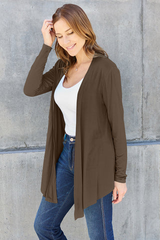 Shop Basic Bae Full Size Open Front Long Sleeve Cardigan - High-Quality U.S. Made Women’s Fashion with Free & Fast Shipping