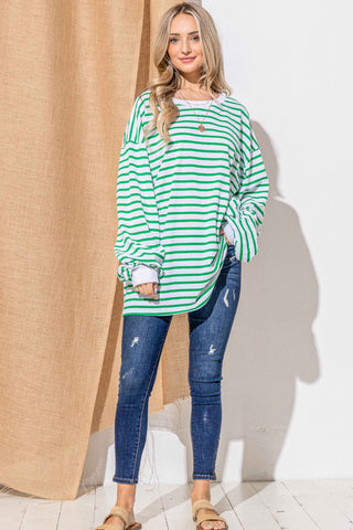 Shop And The Why Oversized Striped Balloon Sleeve Top - High-Quality U.S. Made Women’s Fashion with Free & Fast Shipping