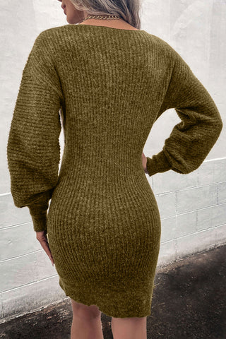 Shop Ribbed Long Sleeve Sweater Dress - High-Quality U.S. Made Women’s Fashion with Free & Fast Shipping