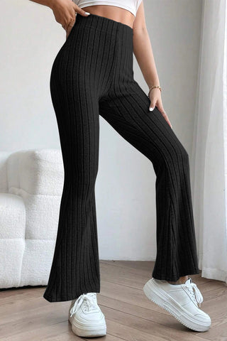 Shop Basic Bae Full Size Ribbed High Waist Flare Pants - High-Quality U.S. Made Women’s Fashion with Free & Fast Shipping