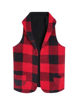 Shop Plaid Hooded Vest - High-Quality U.S. Made Women’s Fashion with Free Fast Shipping