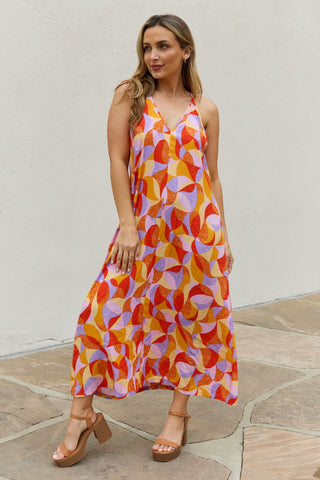 Shop Orange Multi And The Why Full Size Printed Sleeveless Maxi Dress - High-Quality U.S. Made Women’s Fashion with Free & Fast Shipping