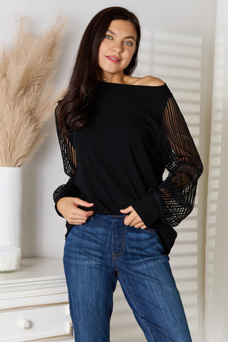 Shop Double Take Round Neck Raglan Sleeve Blouse - High-Quality U.S. Made Women’s Fashion with Free & Fast Shipping