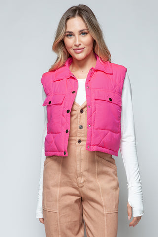 Shop Snobbish Snap Down Quilted Crop Vest - High-Quality U.S. Made Women’s Fashion with Free & Fast Shipping