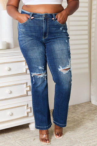 Shop Judy Blue Full Size Mid Rise Hand Sand & Destroy Bootcut Jeans - High-Quality U.S. Made Women’s Fashion with Free Fast Shipping