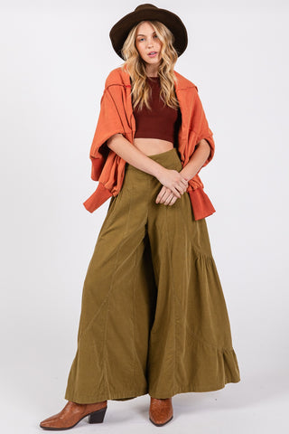 Shop Olive Green SAGE + FIG High Rise Corduroy Wide Leg Pants - High-Quality U.S. Made Women’s Fashion with Free & Fast Shipping