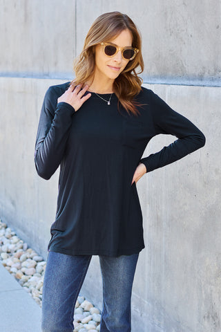 Shop Basic Bae Full Size Round Neck Long Sleeve Top - High-Quality U.S. Made Women’s Fashion with Free & Fast Shipping