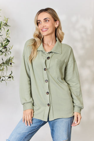 Shop Heimish Full Size Button Down Long Sleeve Shirt - High-Quality U.S. Made Women’s Fashion with Free & Fast Shipping