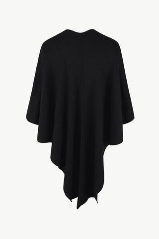 Shop Surplice Neck Pom-Pom Trim Poncho - High-Quality U.S. Made Women’s Fashion with Free & Fast Shipping