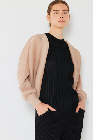 Shop Marina West Swim Rib Pleated Puff Sleeve Bolero Cardigan - High-Quality U.S. Made Women’s Fashion with Free & Fast Shipping