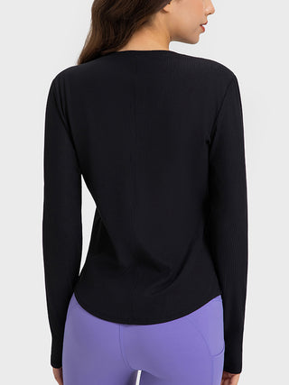 Shop Millennia Round Neck Long Sleeve Sport Top - High-Quality U.S. Made Women’s Fashion with Free & Fast Shipping