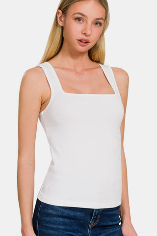 Shop Zenana Square Neck Cropped Tank - High-Quality U.S. Made Women’s Fashion with Free Fast Shipping