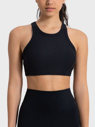 Shop Black Millennia Wide Strap Cropped Sport Tank - High-Quality U.S. Made Women’s Fashion with Free & Fast Shipping