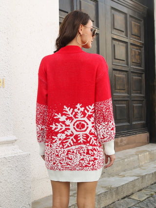 Shop Snowflake Pattern Sweater Dress - High-Quality U.S. Made Women’s Fashion with Free & Fast Shipping