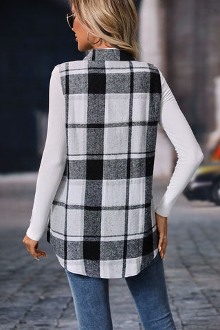 Shop Plaid Button Up Vest Coat - High-Quality U.S. Made Women’s Fashion with Free & Fast Shipping