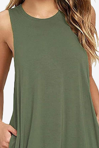 Shop Full Size Round Neck Sleeveless Dress with Pockets - High-Quality U.S. Made Women’s Fashion with Free Fast Shipping