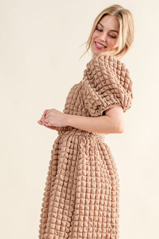 Shop And The Why Full Size Square Neck Puff Sleeve Dress - High-Quality U.S. Made Women’s Fashion with Free & Fast Shipping