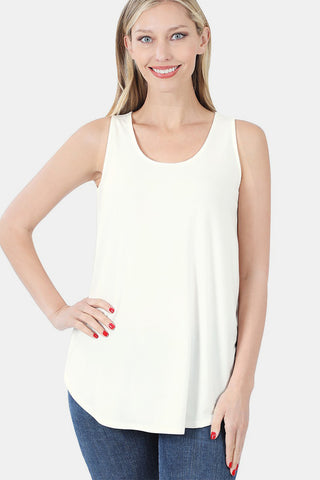 Shop Zenana Round Neck Curved Hem Tank - High-Quality U.S. Made Women’s Fashion with Free Fast Shipping