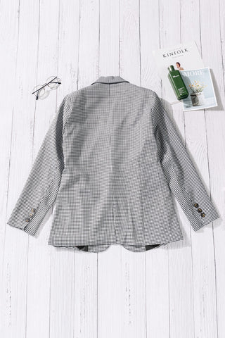 Shop Plaid Lapel Collar Button Cuff Blazer - High-Quality U.S. Made Women’s Fashion with Free & Fast Shipping