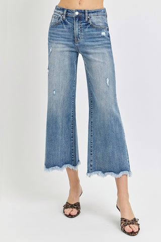 Shop Risen High Rise Cropped Flare Jeans - High-Quality U.S. Made Women’s Fashion with Free Fast Shipping