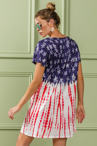 Shop BiBi American Flag Theme Tee Dress - High-Quality U.S. Made Women’s Fashion with Free & Fast Shipping