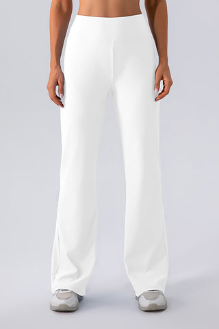 Shop White High Waist Straight Active Pants - High-Quality U.S. Made Women’s Fashion with Free & Fast Shipping