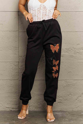 Shop Simply Love Full Size Butterfly Graphic Sweatpants - High-Quality U.S. Made Women’s Fashion with Free Fast Shipping