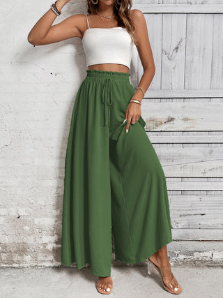 Shop Honey Tied High Waist Wide Leg Pants - High-Quality U.S. Made Women’s Fashion with Free & Fast Shipping