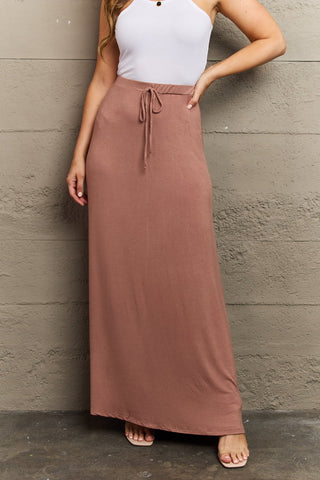 Shop Chocolate Culture Code For The Day Full Size Flare Maxi Skirt in Chocolate - High-Quality U.S. Made Women’s Fashion with Free & Fast Shipping