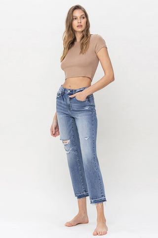 Shop Lovervet Full Size Lena High Rise Crop Straight Jeans - High-Quality U.S. Made Women’s Fashion with Free & Fast Shipping