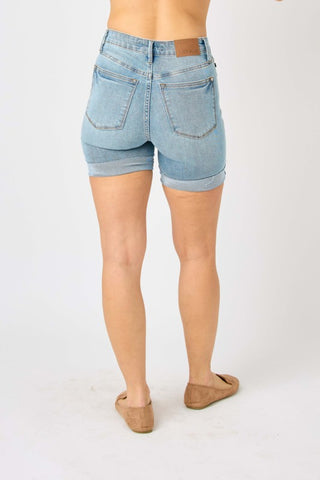 Shop Judy Blue Full Size Tummy Control Denim Shorts - High-Quality U.S. Made Women’s Fashion with Free & Fast Shipping