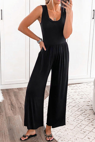 Shop Full Size Scoop Neck Wide Strap Jumpsuit - High-Quality U.S. Made Women’s Fashion with Free & Fast Shipping