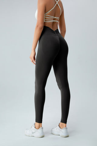 Shop Black Ruched High Waist Active Leggings - High-Quality U.S. Made Women’s Fashion with Free & Fast Shipping