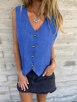 Shop V-Neck Button Up Vest Coat - High-Quality U.S. Made Women’s Fashion with Free Fast Shipping