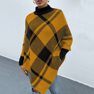 Shop Plaid Turtleneck Poncho - High-Quality U.S. Made Women’s Fashion with Free Fast Shipping