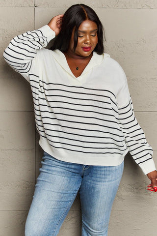 Shop Sew In Love Make Me Smile Striped Oversized Knit Top - High-Quality U.S. Made Women’s Fashion with Free & Fast Shipping