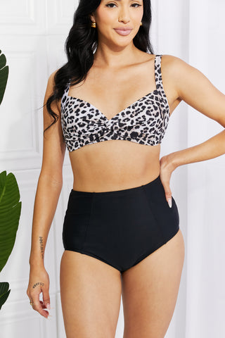 Shop Marina West Swim Take A Dip Twist High-Rise Bikini in Leopard - High-Quality U.S. Made Women’s Fashion with Free Fast Shipping