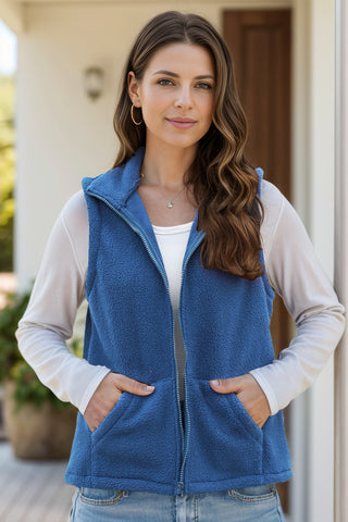 Shop Zip Up Vest Coat with Pockets - High-Quality U.S. Made Women’s Fashion with Free Fast Shipping