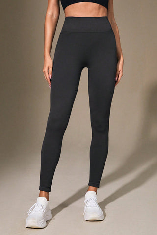 Shop Dark Gray Wide Waistband Sports Leggings - High-Quality U.S. Made Women’s Fashion with Free & Fast Shipping