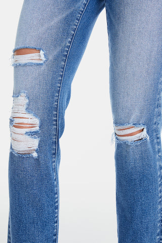 Shop BAYEAS Full Size High Waist Distressed Cat's Whiskers Straight Jeans - High-Quality U.S. Made Women’s Fashion with Free & Fast Shipping